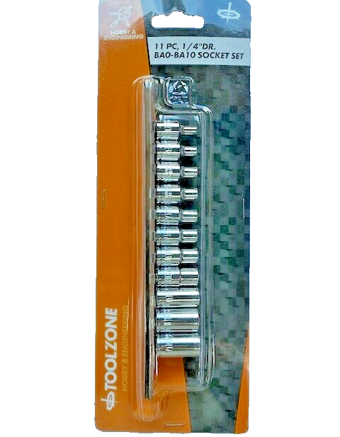 11Pc 1/4"Drive Ba0-Ba10 Socket Set On a Rail