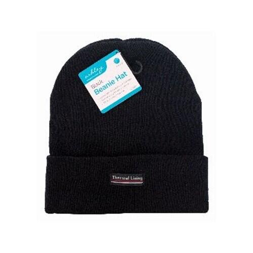 BLACK Adults Beanie Hat Thermal Ideal Gift