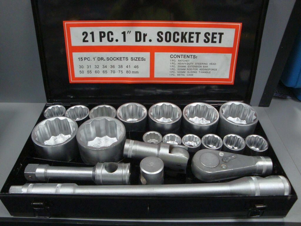 21 Pc 1" Inch Drive Ratchet Socket Extension Set 30 -80mm Heavy Duty metal case