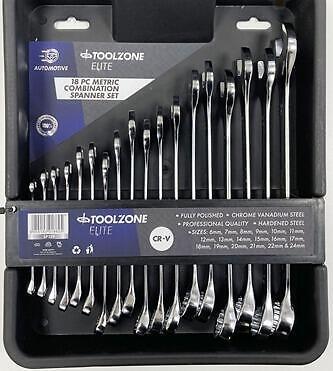 18Pc 6-24mm Combi Spanners In Tray