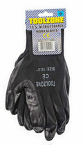 Large 10.5" Nitrile Black Coated Work Gloves Ideal For Mechanics Builder Garden