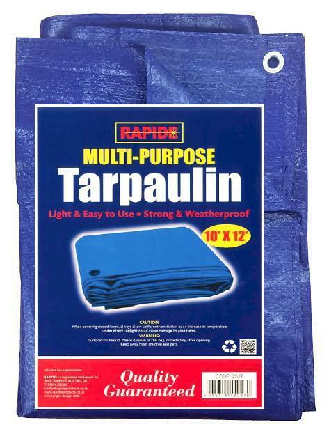 10FT X 12FT MULTI PURPOSE TARPAULIN STRONG LIGHTWEIGHT WATERPROOF COVER SHEET