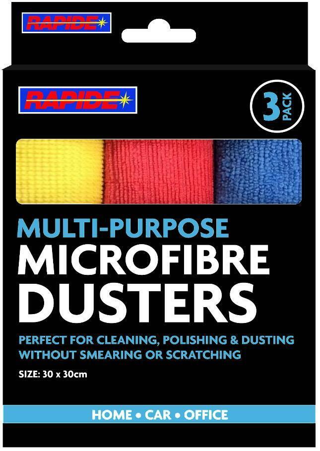 3 x Microfibre Dusters High Quality Dusting Cloth Cleaning Polishing 30cm x 30cm
