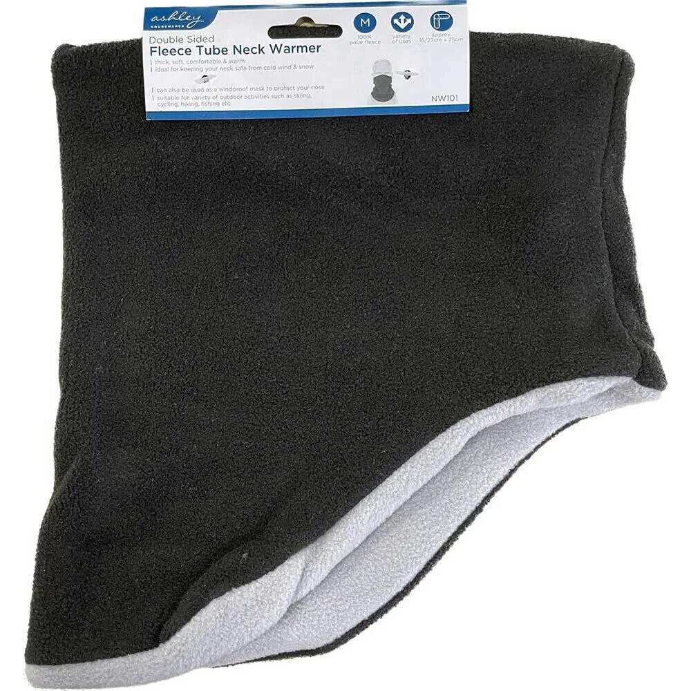 DOUBLE SIDED Neck Warmer Fleece Black Cycling Winter Adults Snood Mask Unisex