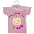 Tiny Human Baby On Board Sign Pink T Shirt Car Window Child Safety Suction Cup
