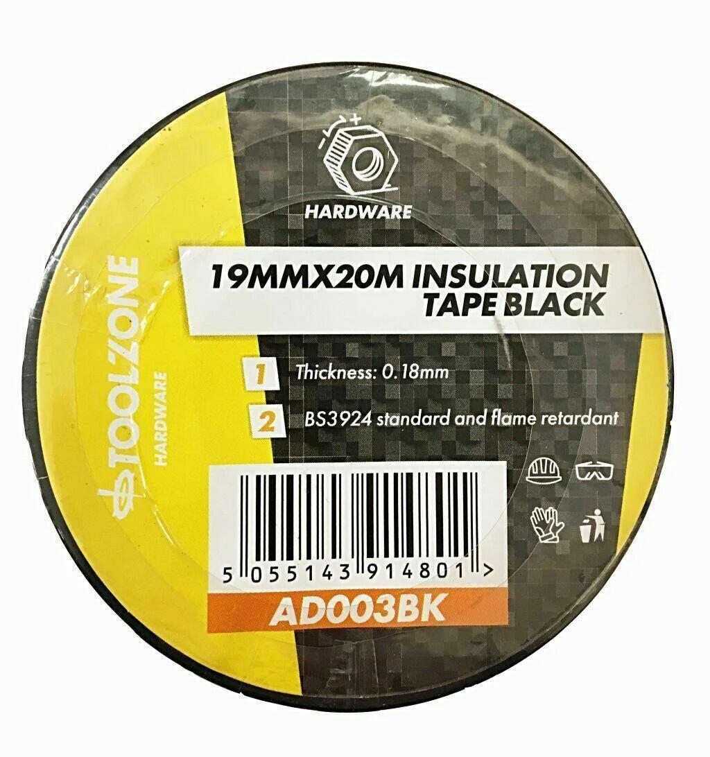 3 ROLLS OF BLACK ELECTRICAL PVC INSULATION INSULATING TAPE 19mm x 20m