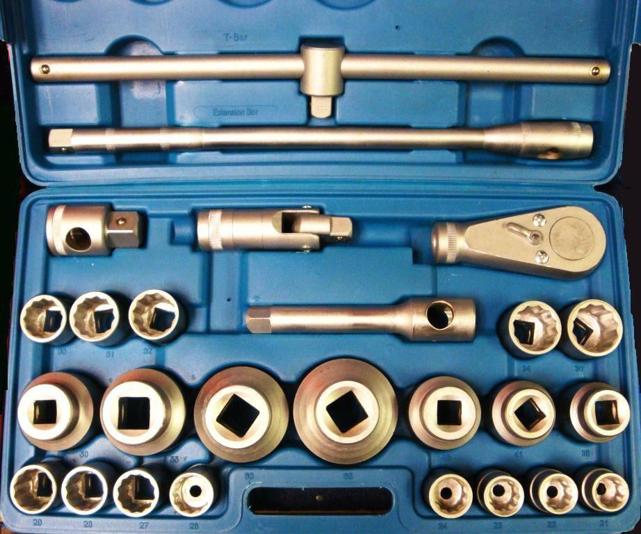 Shallow Socket Set 26 pc 3/4 and 1 Inch Drive 21mm 65mm Metric Ratchet SS301