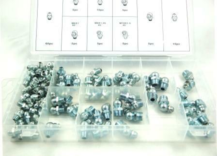 Brand New 110Pc Grease Nipples Fittings M6 M8 M10 45°  90°  Assorted Nipple Set