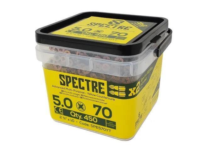 5.0 x 70mm Tub 450 Spectre PZ Compatible Wood Screw CSK ZYP