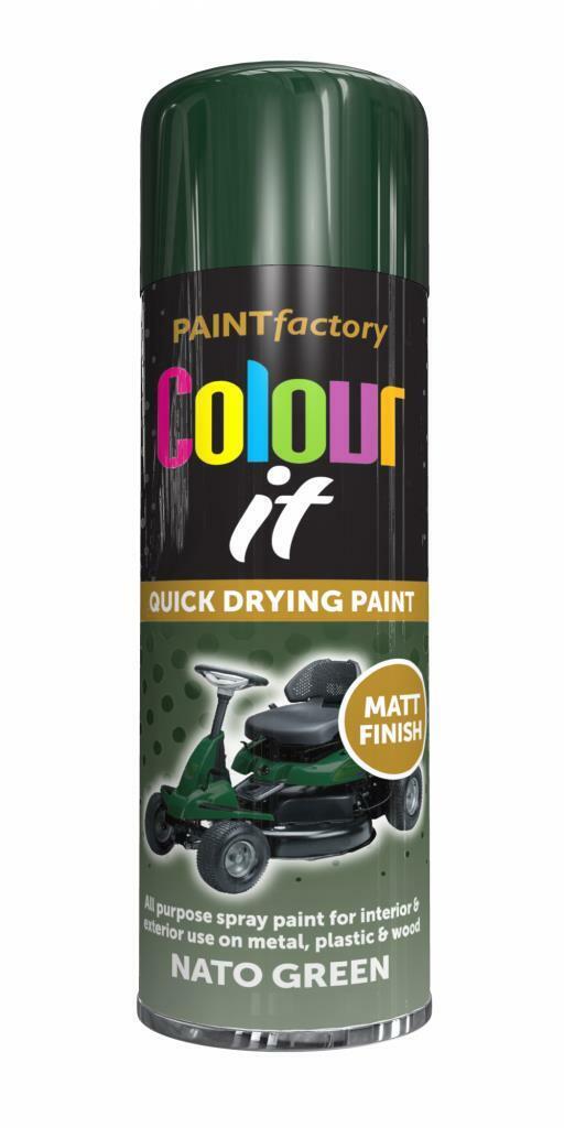 Colour It Aerosol Spray Paint 250ml NATO GREEN MATT QUICK DRY MULTI USE