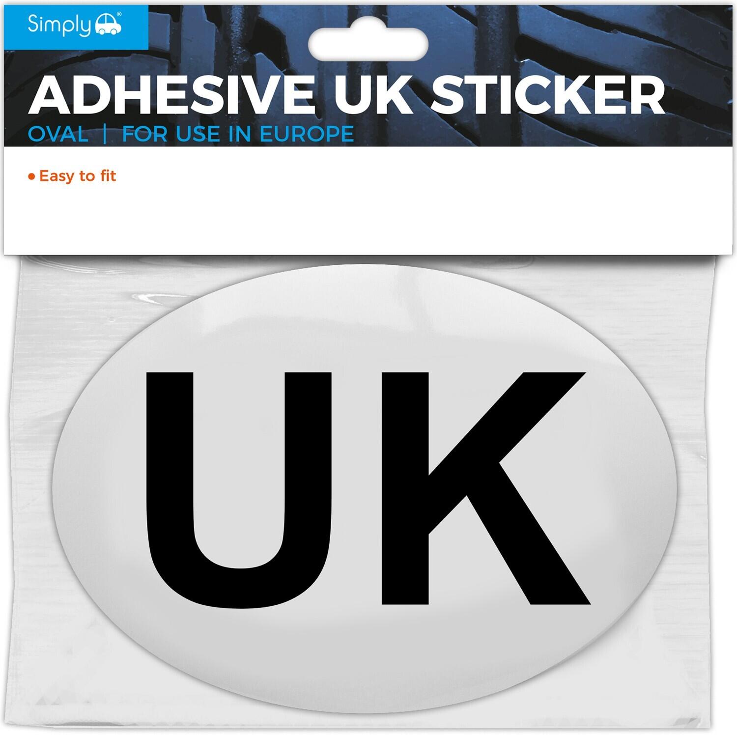 Oval Adehisive UK Sticker for use in Europe ST30