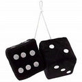 Black & White Soft Spotty Furry Fluffy Hanging Dice Set Of 2 retro styling