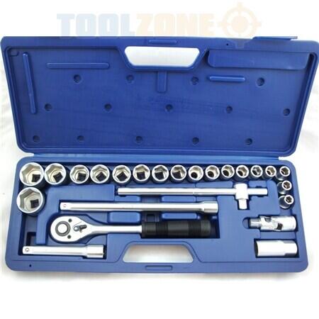 24 piece Pro 1/2" Chrome Vanadium Polished Socket Tool Set  Toolzone SS108