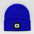 4 LED BLUE Adults Beanie Hat USB Rechargeable Head Lamp Torch Light Ideal Gift
