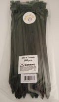 CABLE TIES BLACK 250 X 7.6mm THICK AND STRONG DURABLE PK100