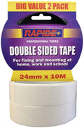 Twin Pack Rapide Double Sided Tape 24mm x 10m , Strong Adhesive, Mounting, Craft
