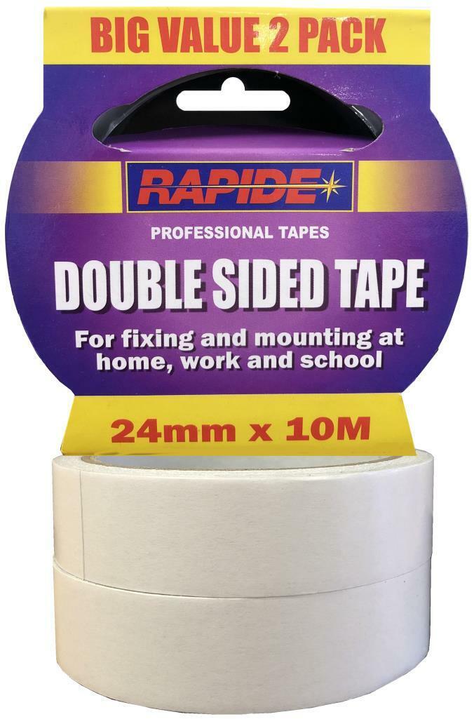 Twin Pack Rapide Double Sided Tape 24mm x 10m , Strong Adhesive, Mounting, Craft