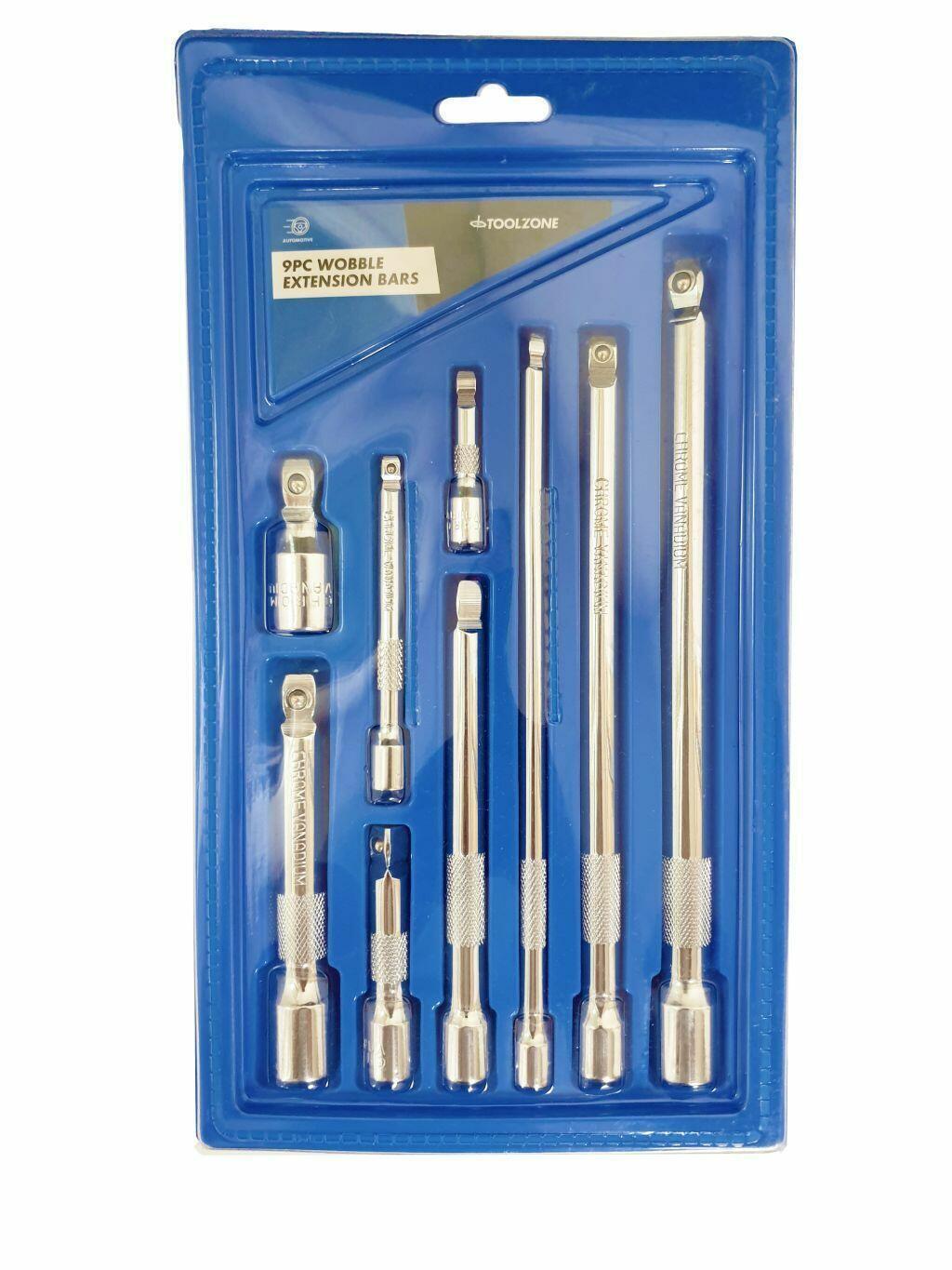 Socket Extension Bar Set 9 Piece Wobble Bar Kit 1/4" 3/8" & 1/2" Drive