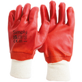 2 Pairs Fully Red PVC Coated Knit Wrist Rubber Gloves Safety Work Glove L LARGE