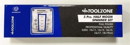 5Pc Half Moon 10-19mm Spanner Set