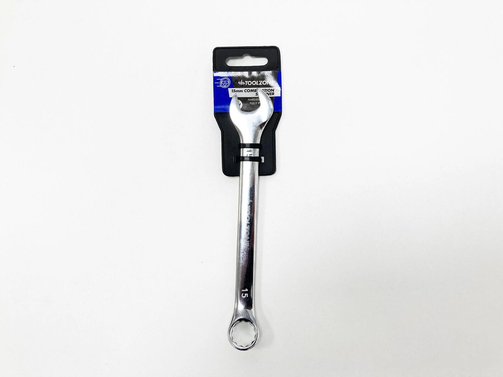 15mm Polished Crv Combination Spanner Open End / Ring