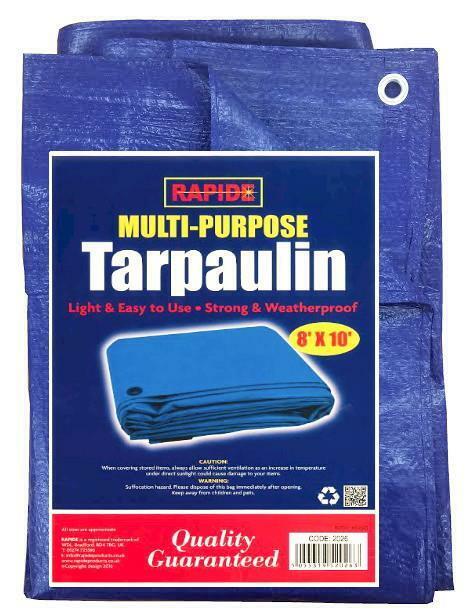 8FT X 10FT MULTI PURPOSE TARPAULIN TARP LIGHTWEIGHT WATERPROOF COVER SHEET