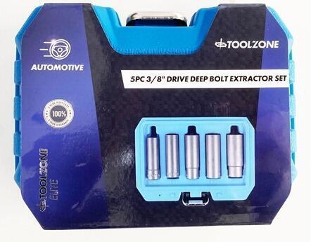 5Pc 3/8" Dr Deep Bolt Extractor Set