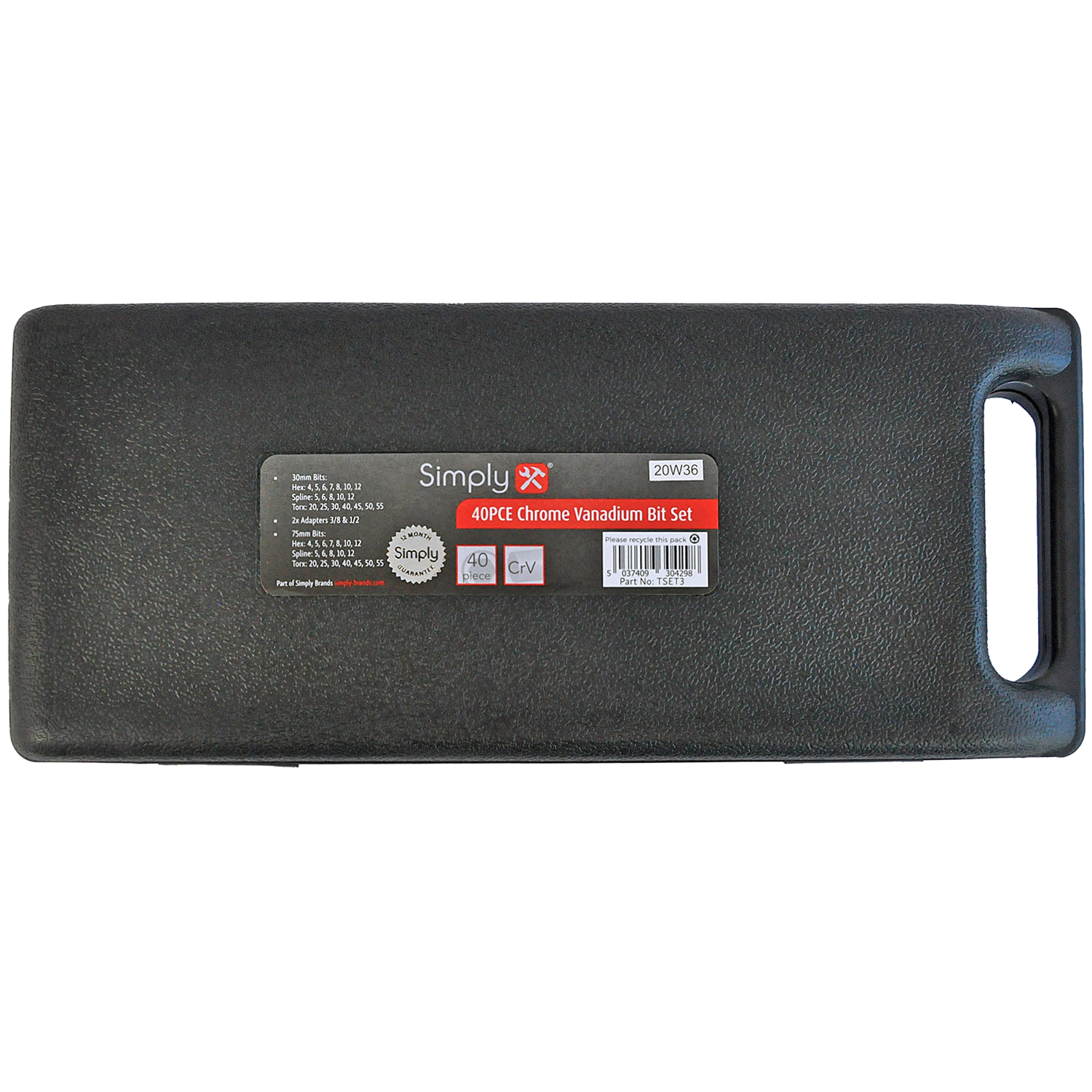 Simply Tools 40 Piece HEX TORX SPLINE  3/8” & 1/2” Drive Bit Set TSET3