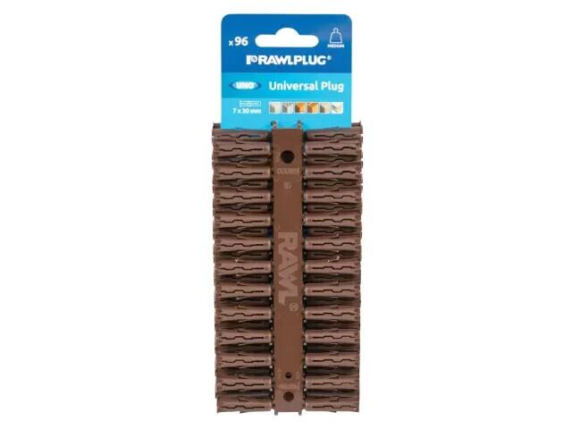 Rawlplug Brown Uno Plugs 7 X 30Mm (Card 96) RAW68560