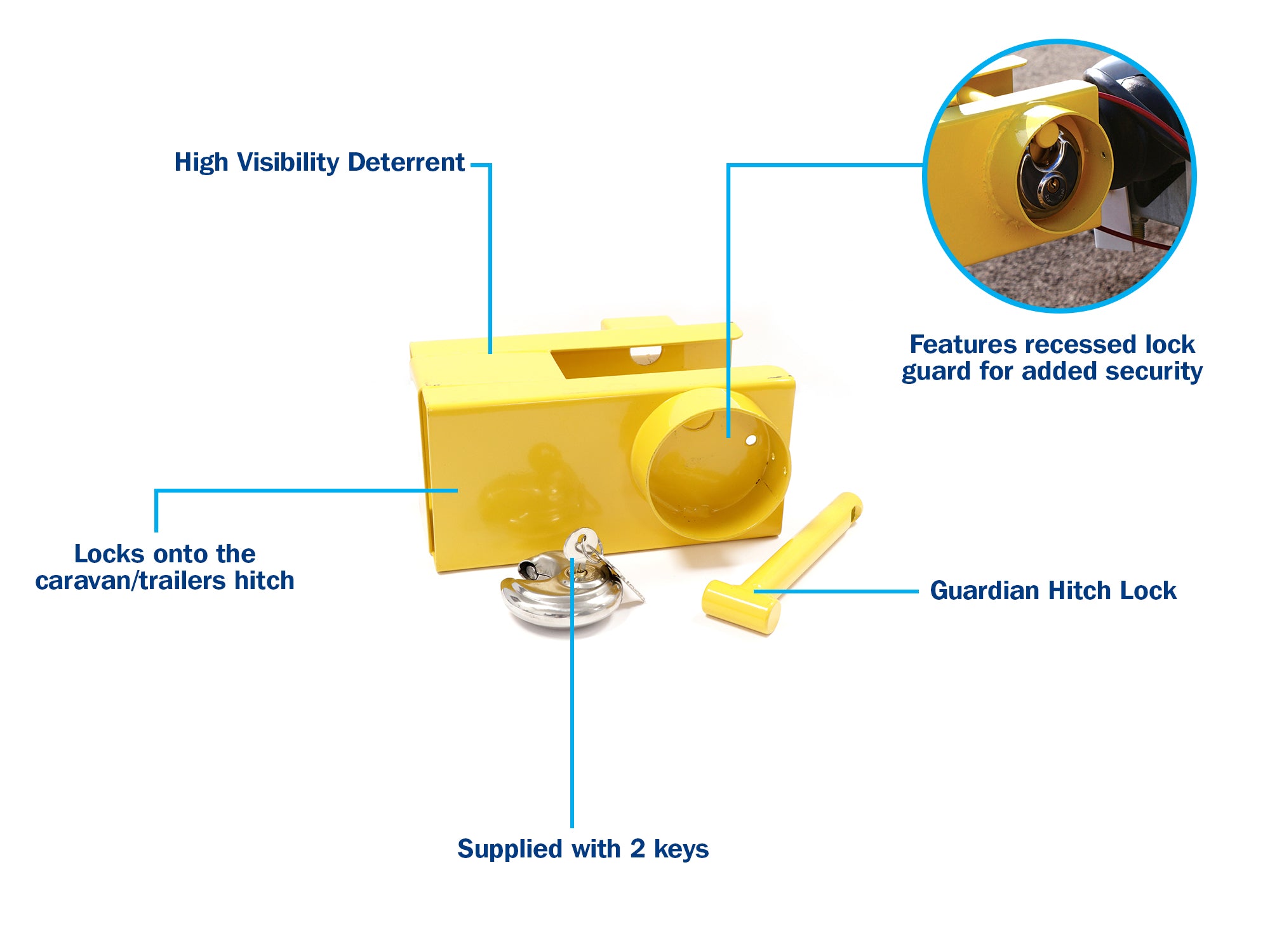 Guardian Trailer Caravan Hitch Lock SWTT125 Yellow