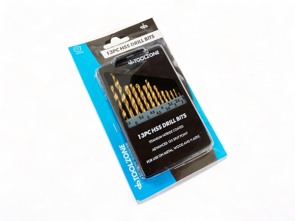 13PC HSS DRILL SET TITANIUM COATED 1.5mm TO 6mm DR101 IN METAL CASE