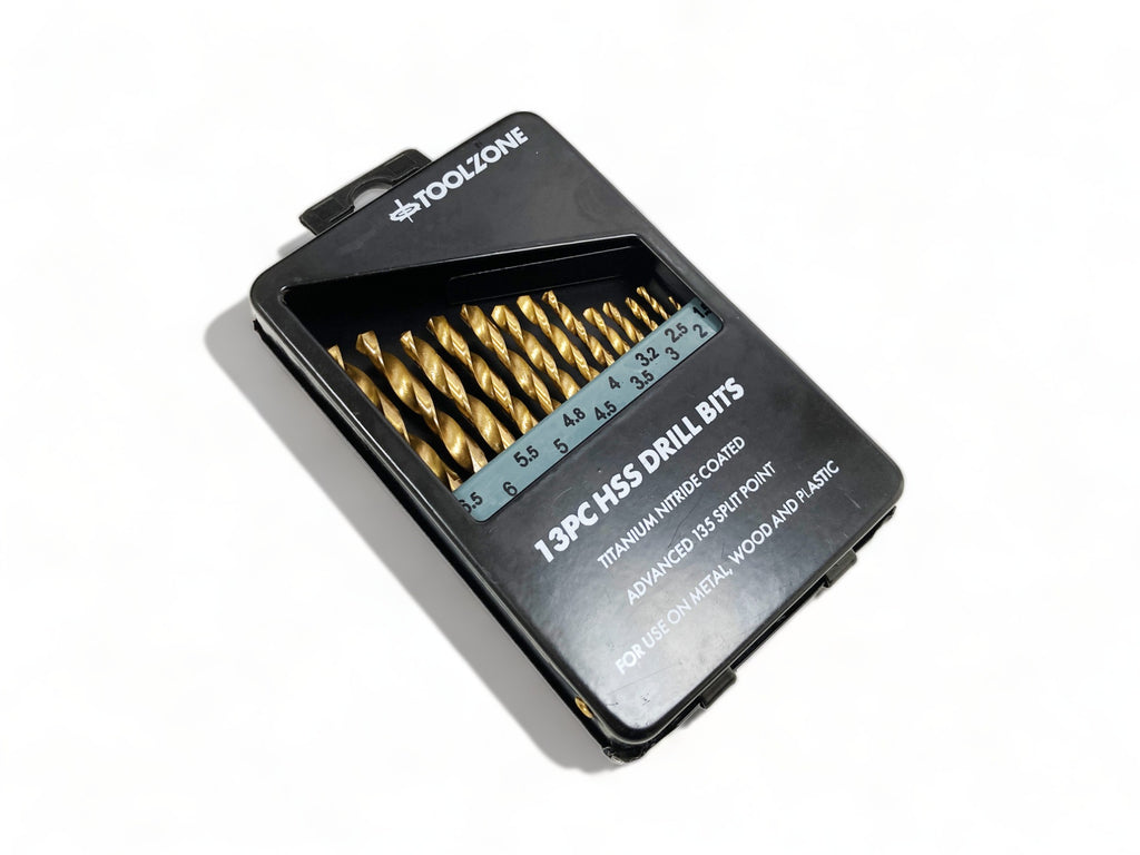 13PC HSS DRILL SET TITANIUM COATED 1.5mm TO 6mm DR101 IN METAL CASE