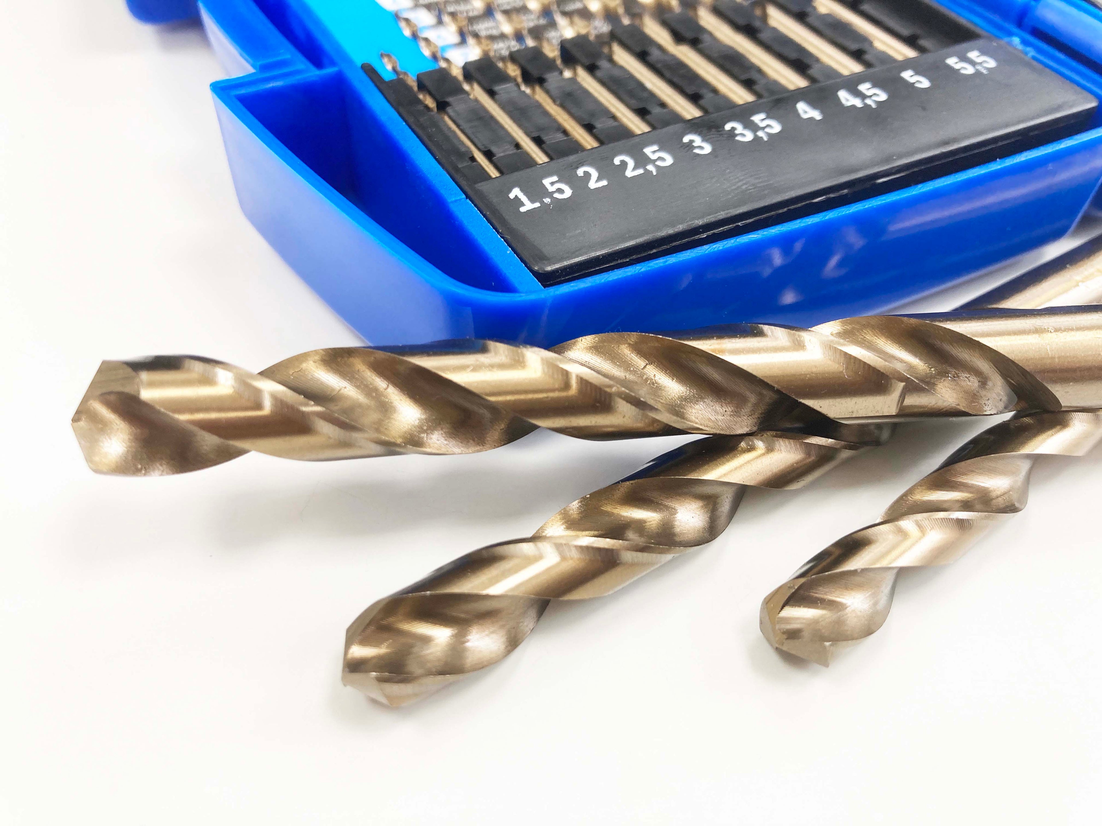 15PC 5% COBALT HSS DRILLS DR389 1.5MM TO 10MM