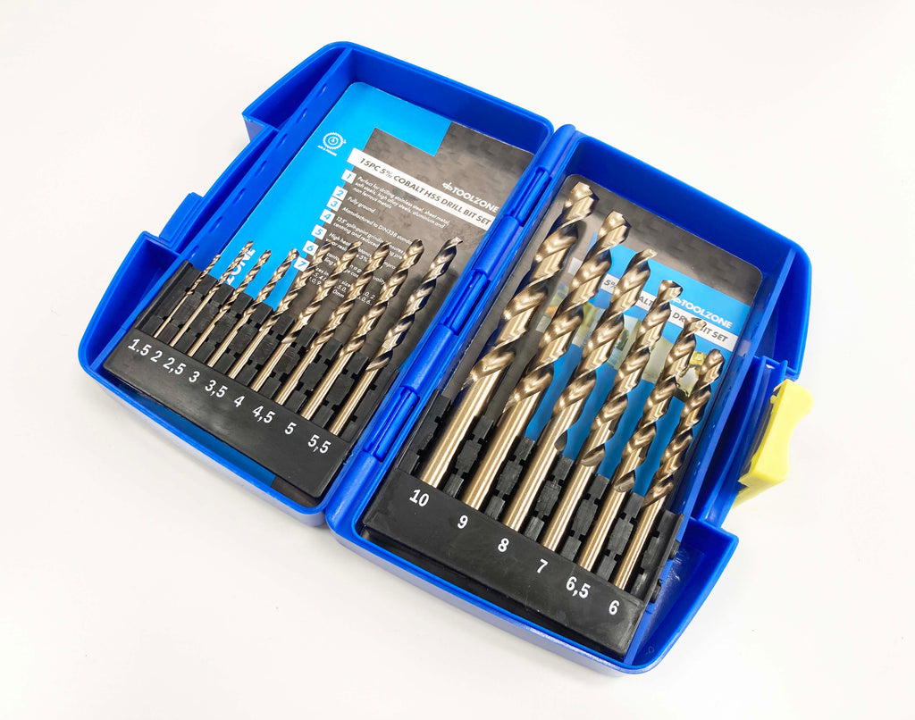 15PC 5% COBALT HSS DRILLS DR389 1.5MM TO 10MM