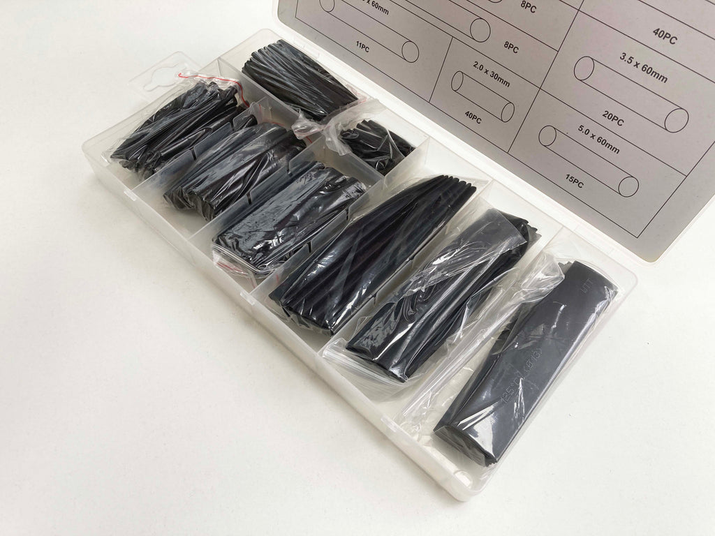 150PC BLACK HEAT SHRINK TUBING EL135