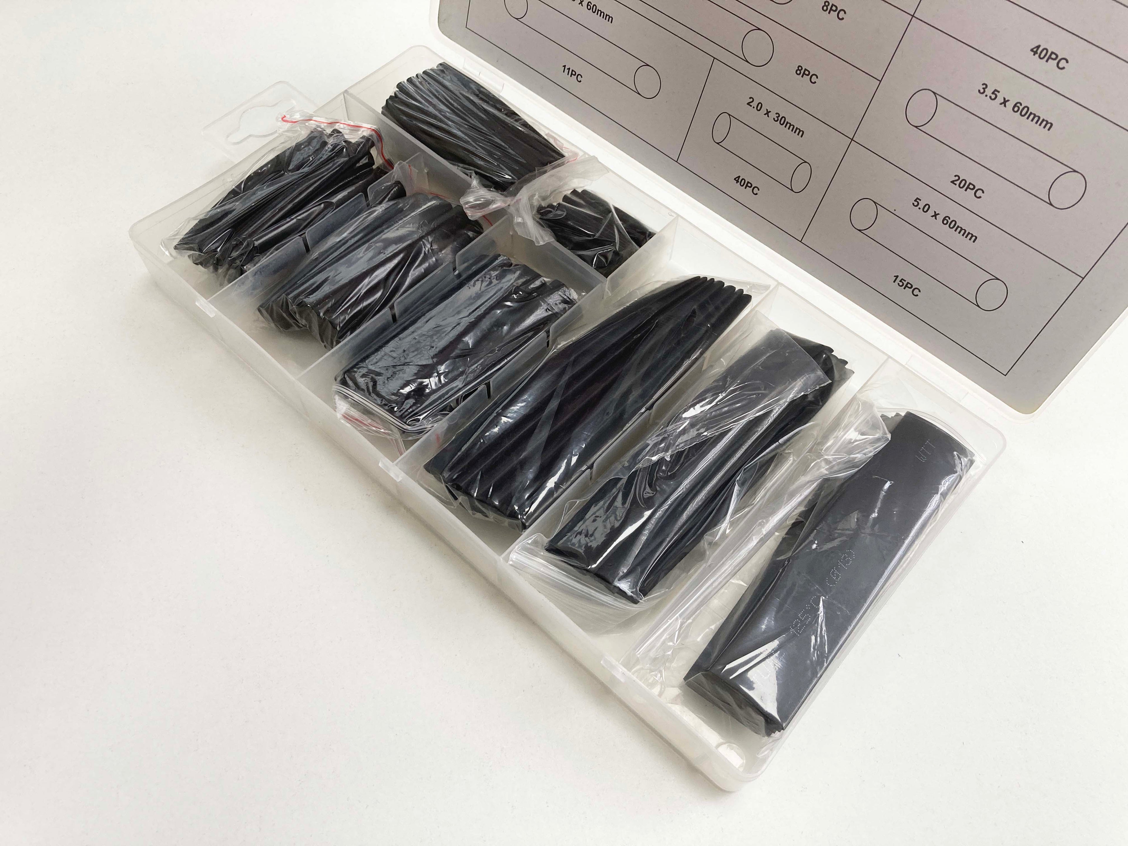 150PC BLACK HEAT SHRINK TUBING EL135