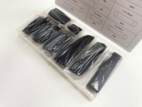 150PC BLACK HEAT SHRINK TUBING EL135
