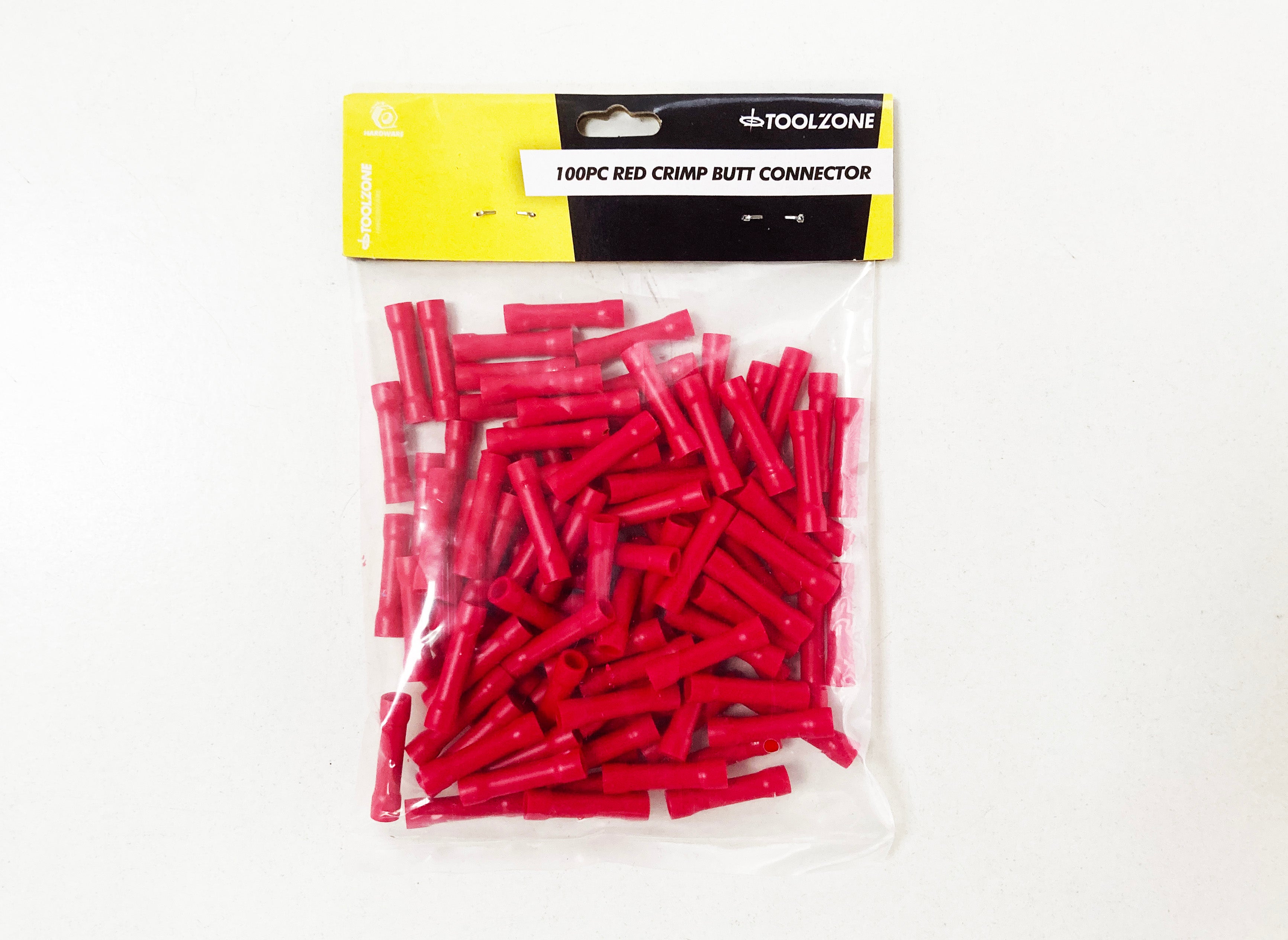 100PC INSULATED RED CRIMP BUTT CONNECTORS EL143