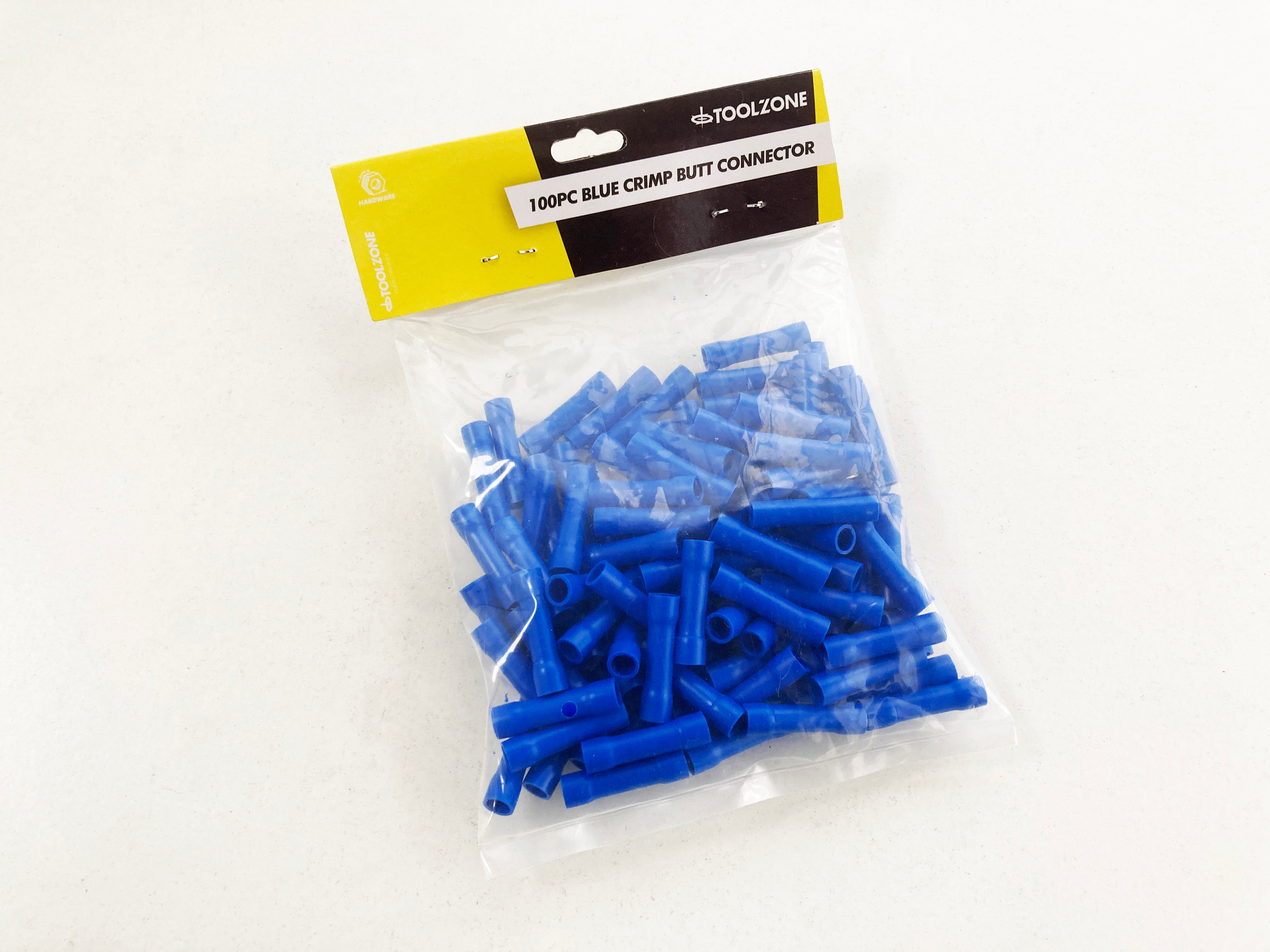 100PC INSULATED BLUE CRIMP BUTT CONNECTORS EL144