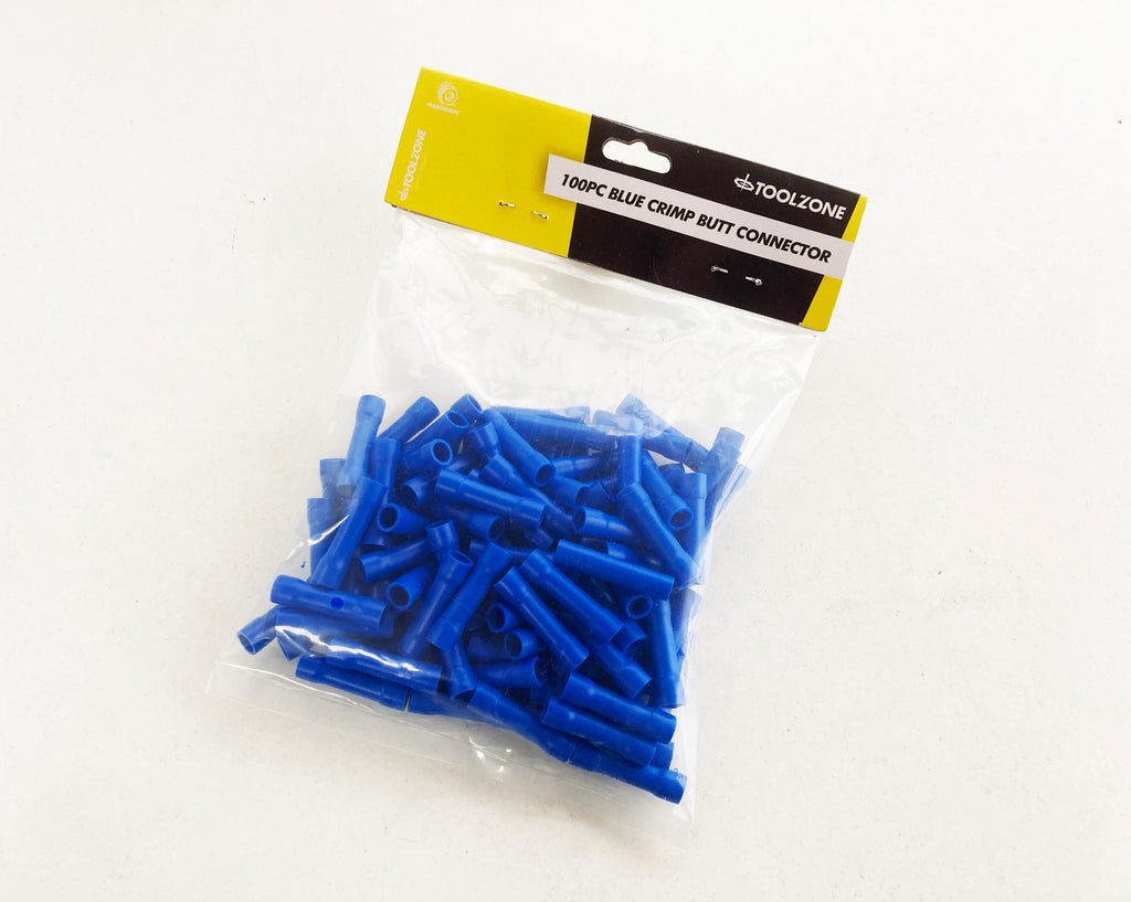 100PC INSULATED BLUE CRIMP BUTT CONNECTORS EL144