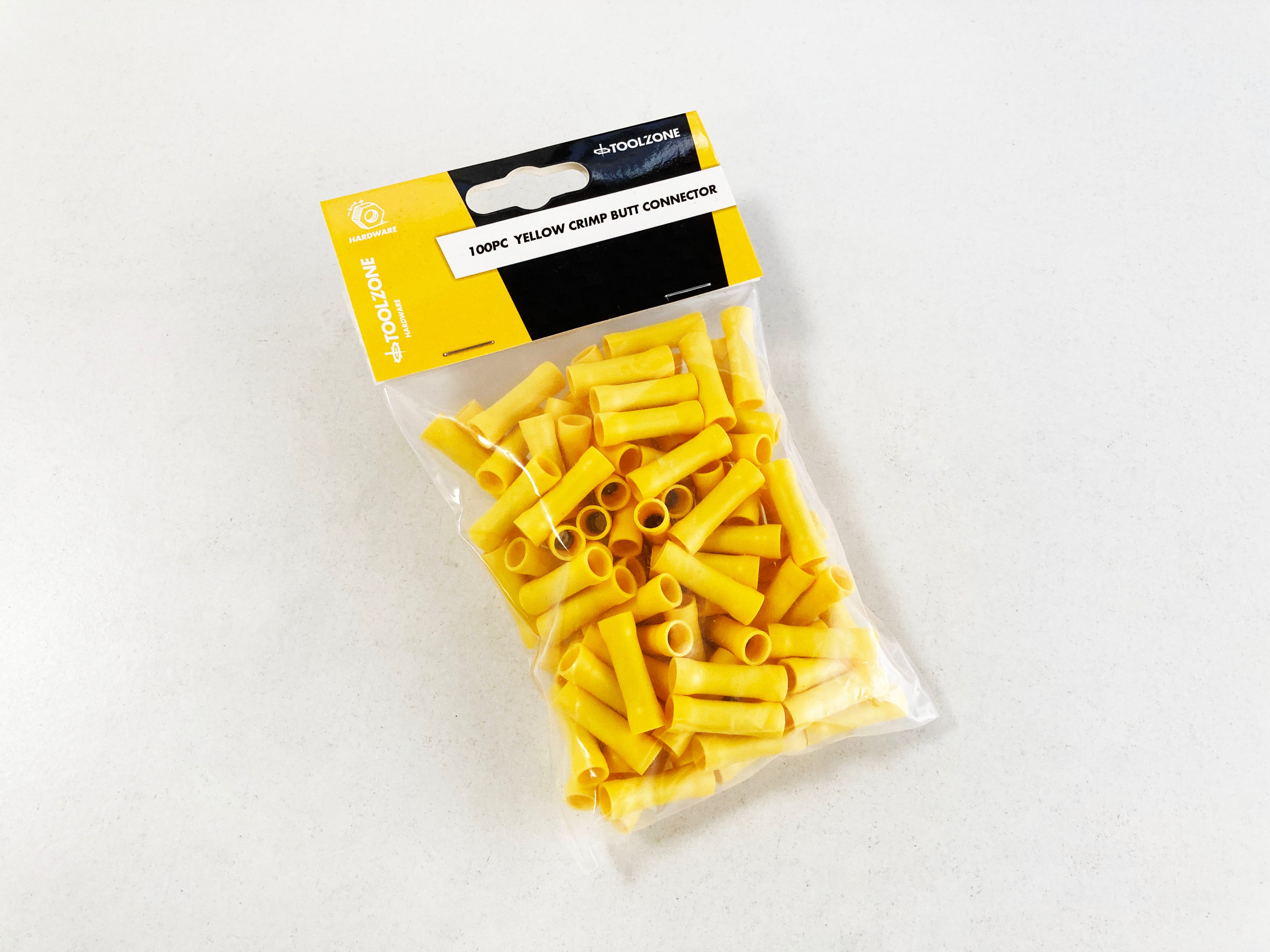 100PC INSULATED YELLOW CRIMP BUTT CONNECTORS EL145