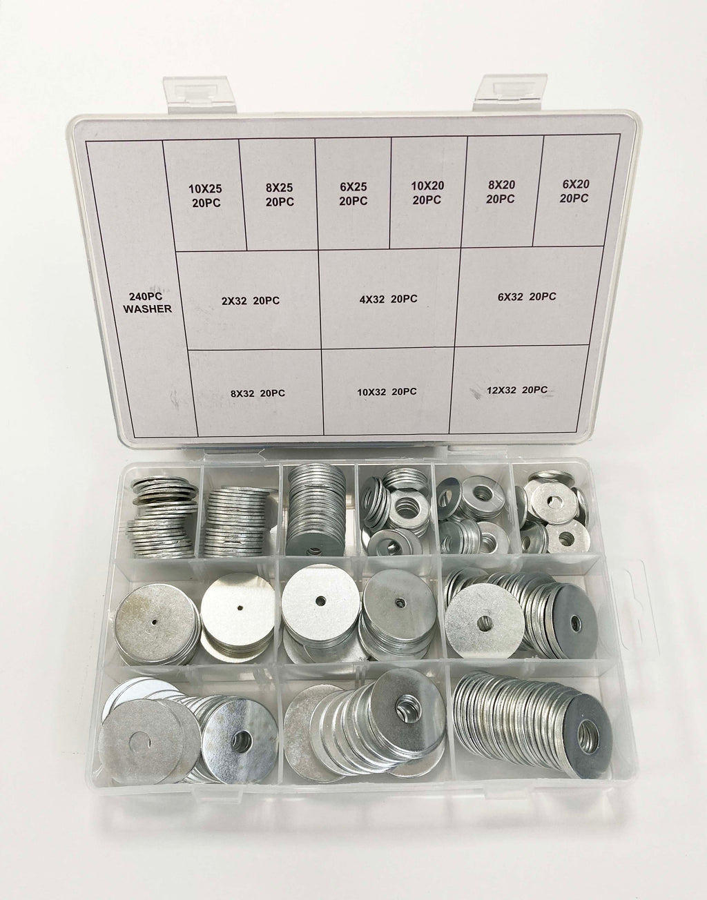240PC LARGE PENNY WASHERS ASSORTMENT BOX HW002