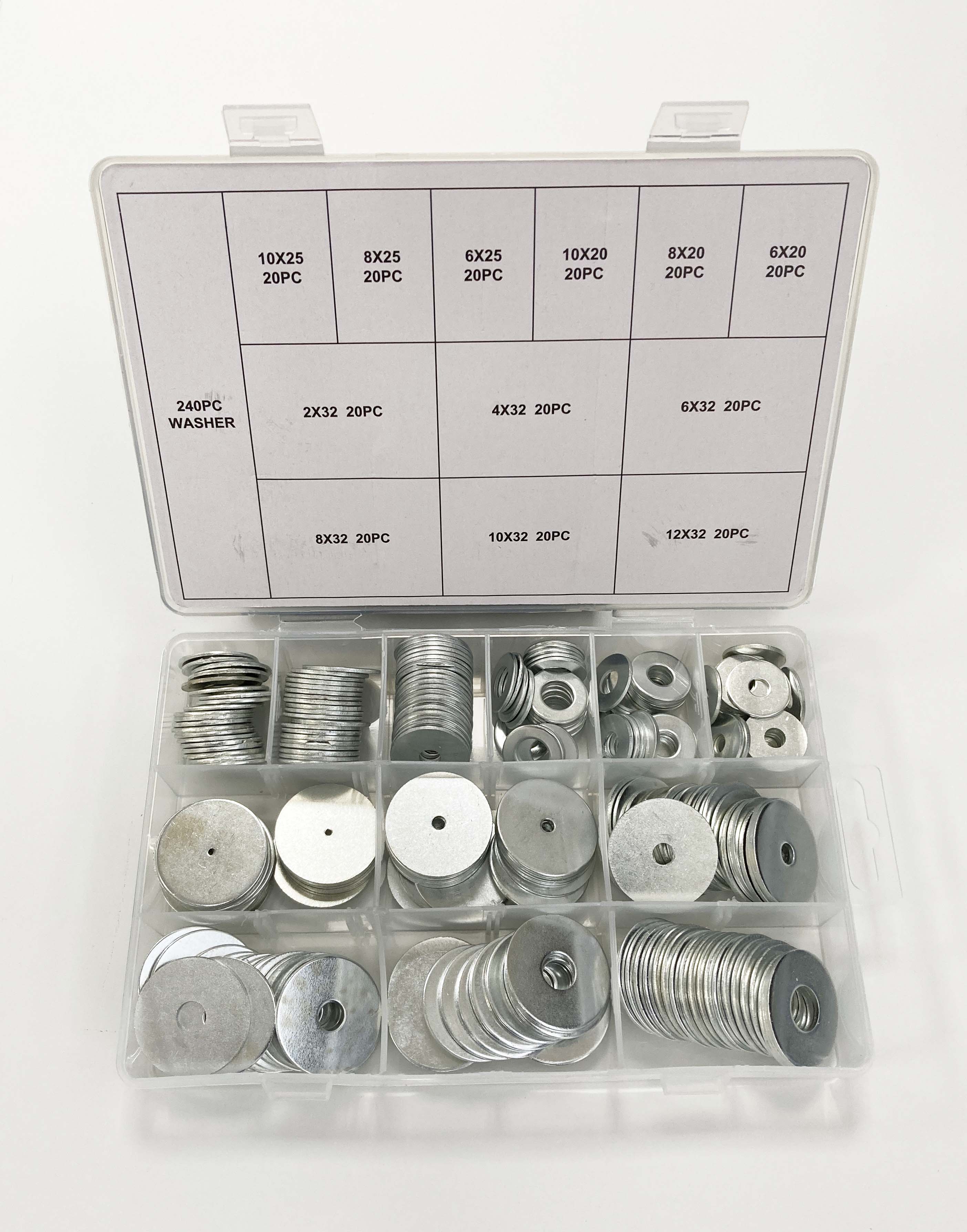 240PC LARGE PENNY WASHERS ASSORTMENT BOX HW002