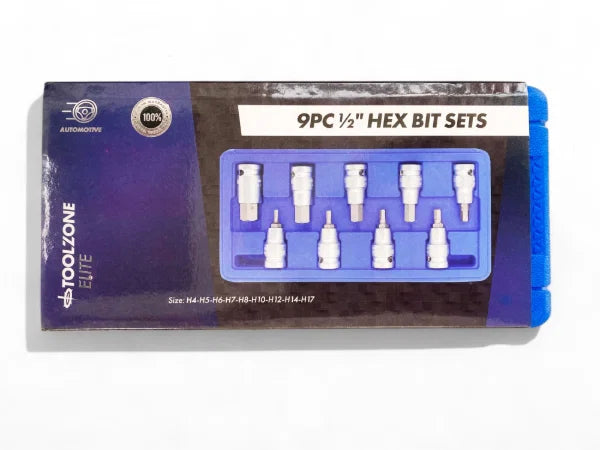 9PC 1/2" HEX BIT SET 4 - 17MM HX039