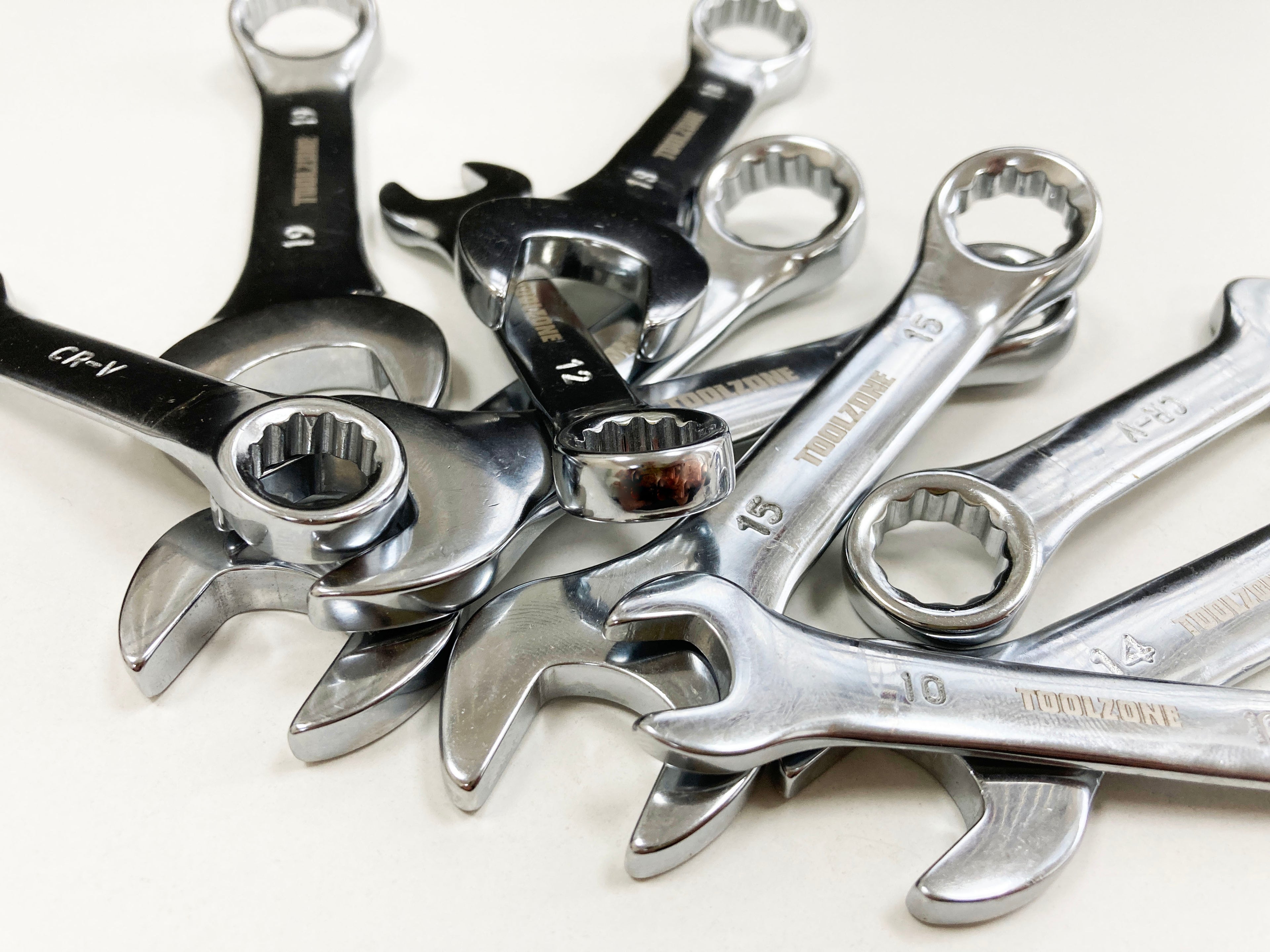 10PC MM STUBBY SPANNERS POLISHED IN RACK 10-19mm SP111