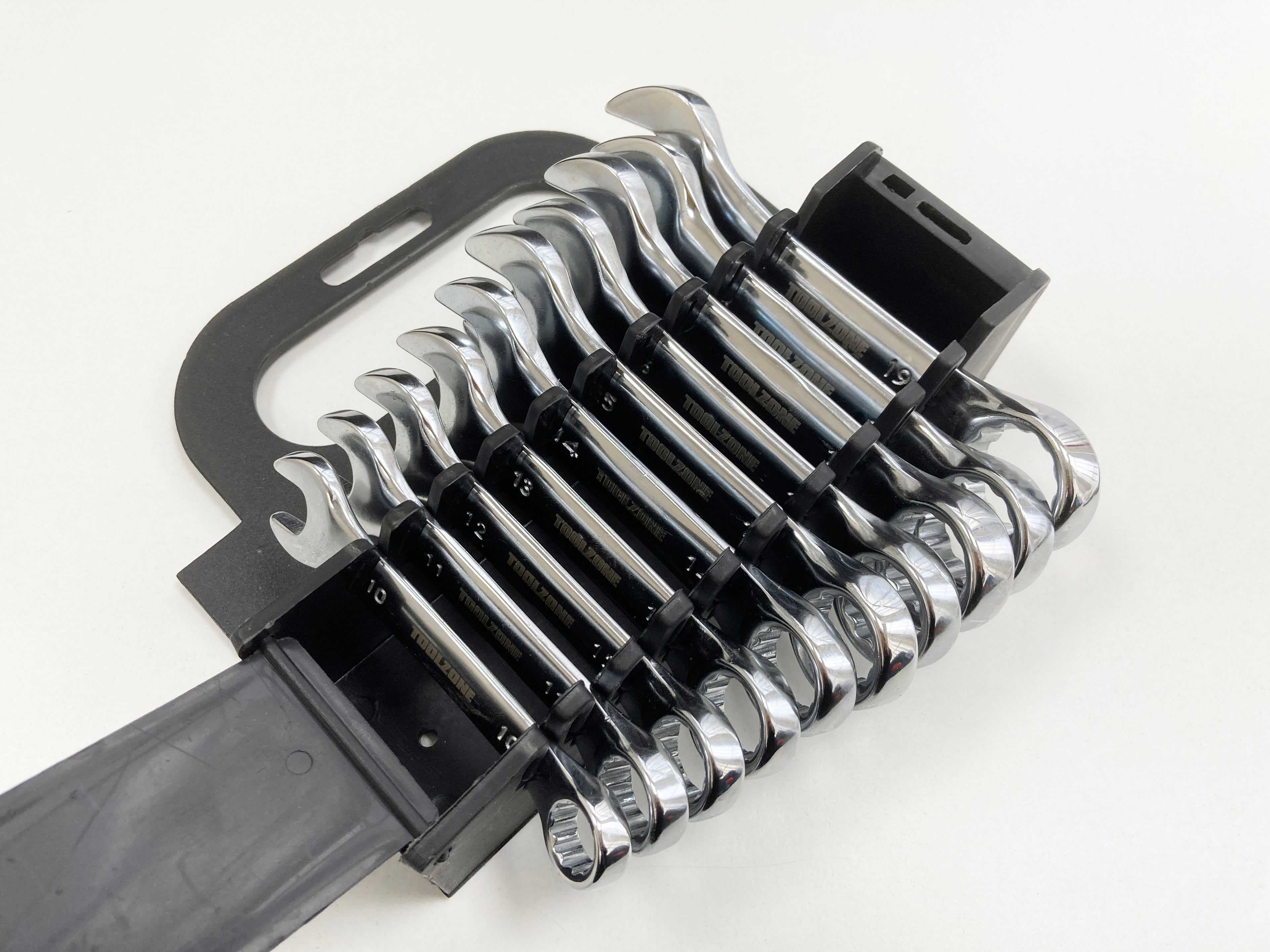 10PC MM STUBBY SPANNERS POLISHED IN RACK 10-19mm SP111