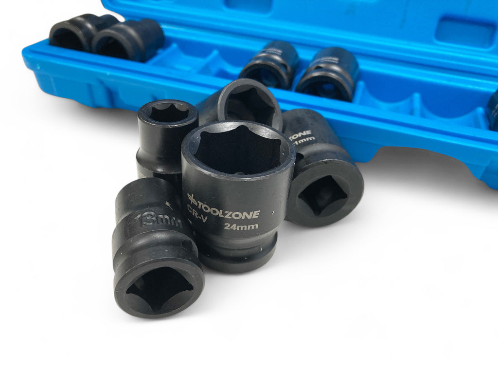10PC 1/2 SHALLOW IMPACT SOCKETS SS125 19-24mm