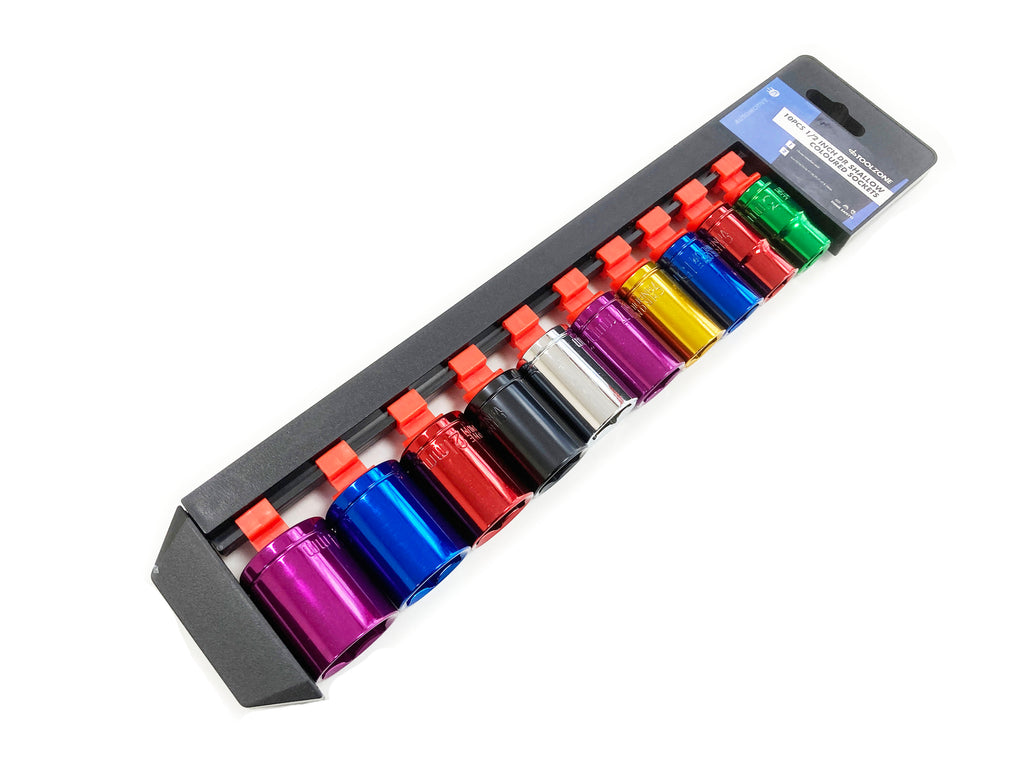 COLOURED 10PC 1/2" MM STD CRV SOCKETS 13-24mm SS313