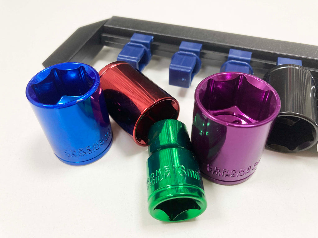 COLOURED 10PC 1/2" MM STD CRV SOCKETS 13-24mm SS313