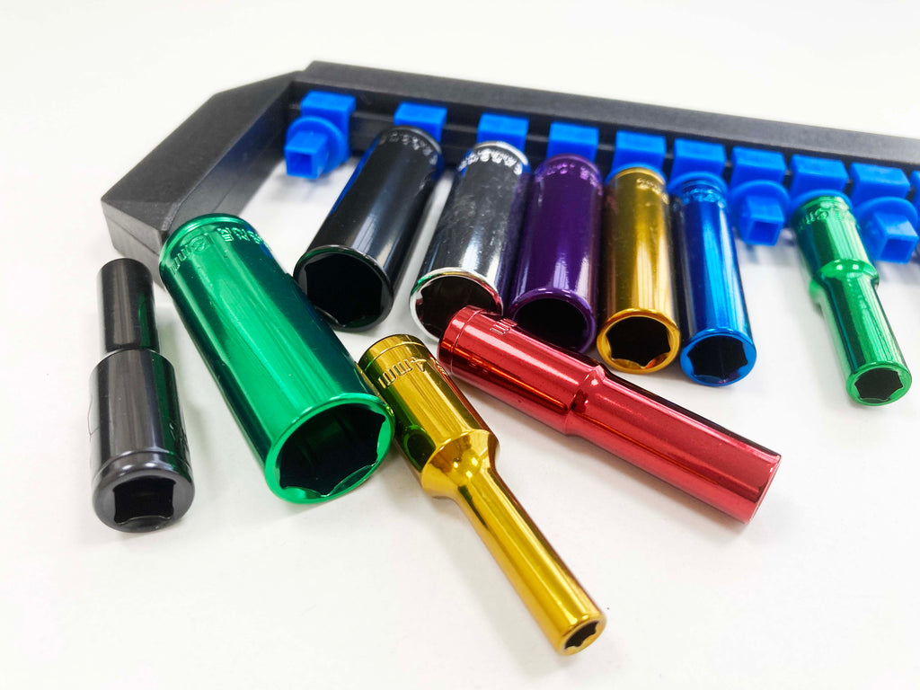 COLOURED 12PC 1/4'' MM DEEP CRV SOCKETS 4-13mm SS314